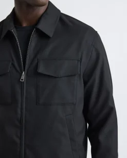 Twill Bomber Jacket with Shirt Collar