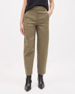 Twill High-Rise Barrel Pant