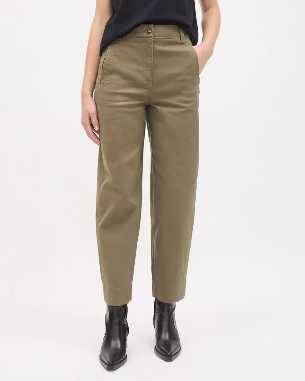 Twill High-Rise Barrel Pant