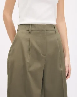 Twill High-Rise Wide-Leg Pant