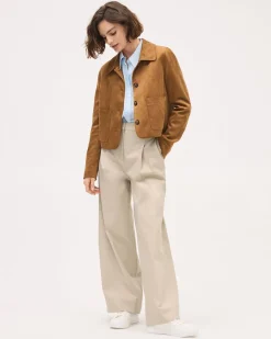 Twill High-Rise Wide-Leg Pant