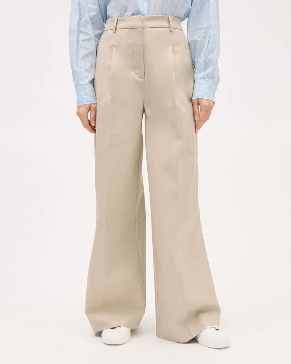 Twill High-Rise Wide-Leg Pant