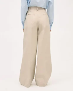 Twill High-Rise Wide-Leg Pant