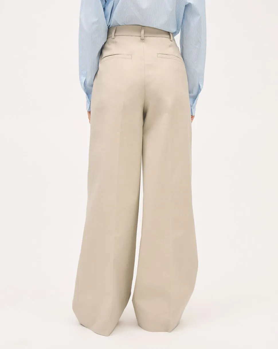 Twill High-Rise Wide-Leg Pant