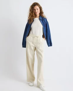 Twill Mid-Rise Wide-Leg Pant