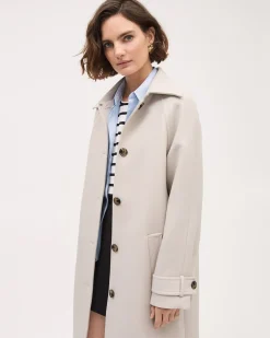 Twill Trench Coat with Shirt Collar