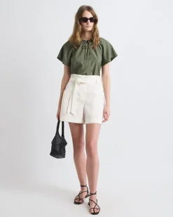 Ultra-High Rise Cotton Shorts with Sash