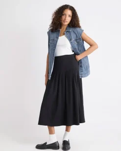 Ultra-High-Rise Twill Midi Skirt