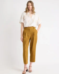 V-Neck Blouse with Short Puffy Sleeves