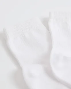 White Ribbed Crew Socks - 3 Pairs