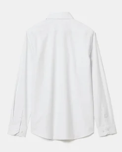 White Slim-Fit Dress Shirt with Grey Micro Dots
