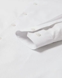 White Slim-Fit Dress Shirt with Grey Micro Dots