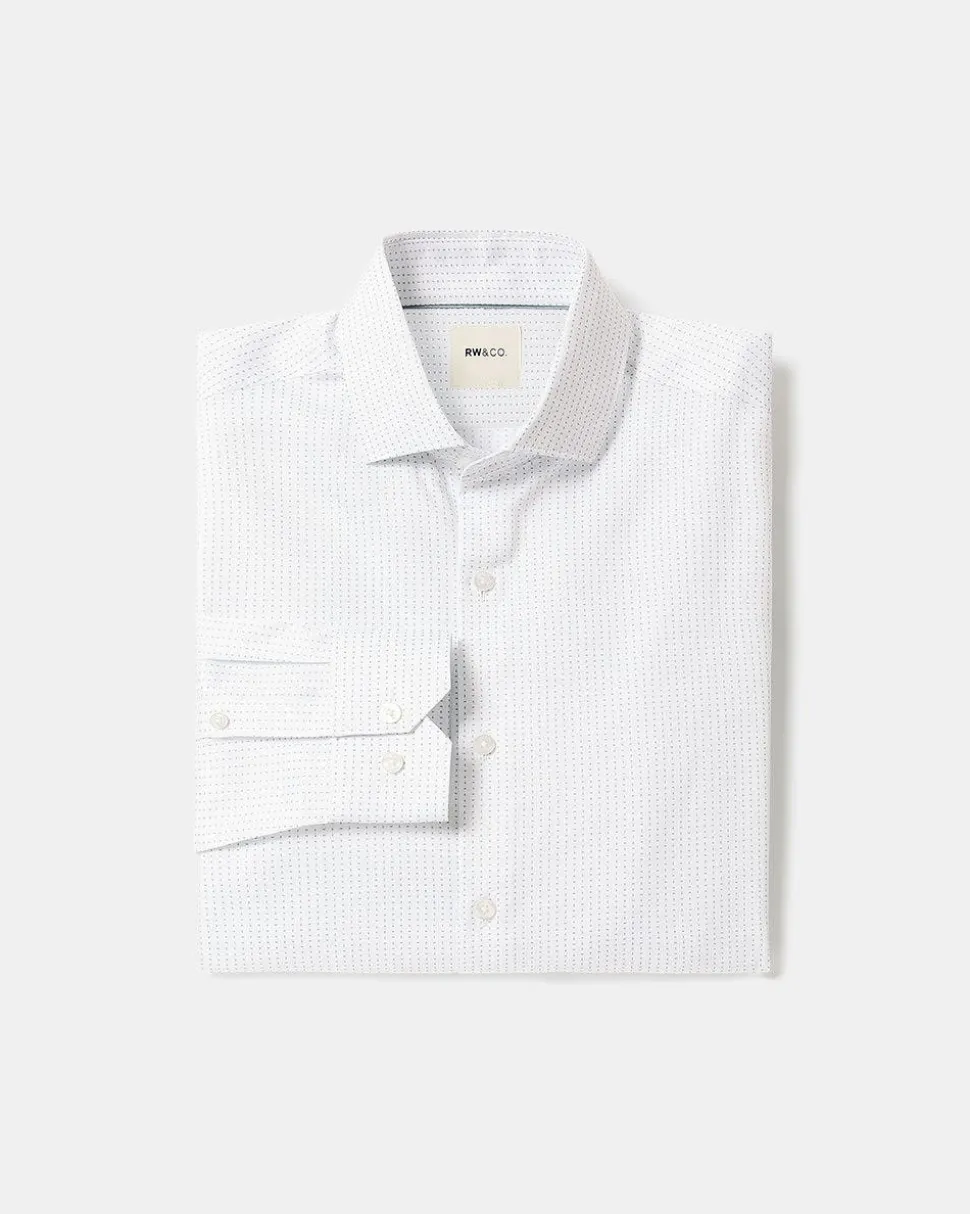 White Slim-Fit Dress Shirt with Micro Dots