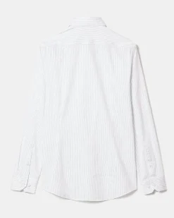 White Slim-Fit Dress Shirt with Micro Dots