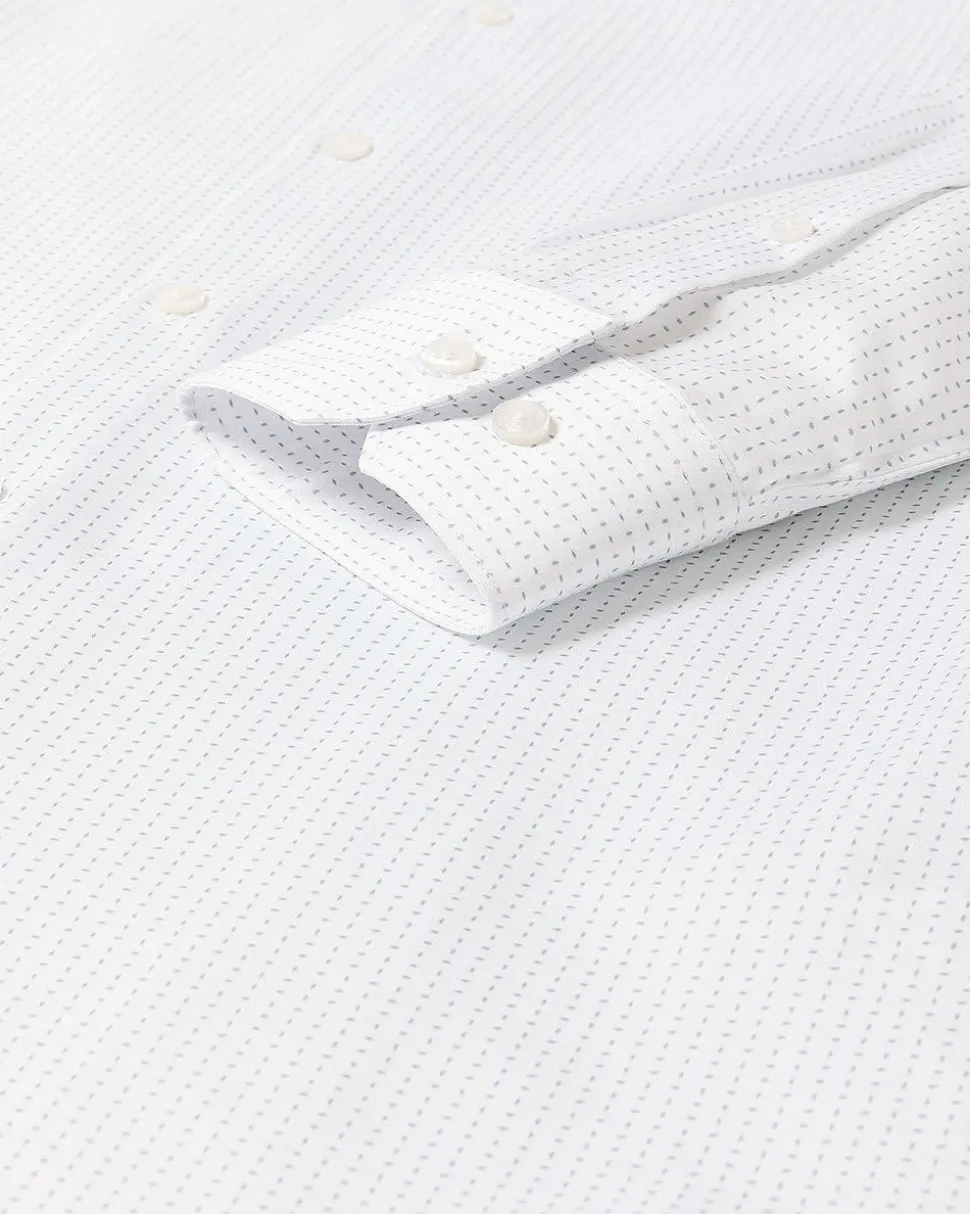 White Slim-Fit Dress Shirt with Micro Dots