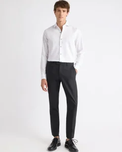 White Slim-Fit Tuxedo Shirt with French Cuffs