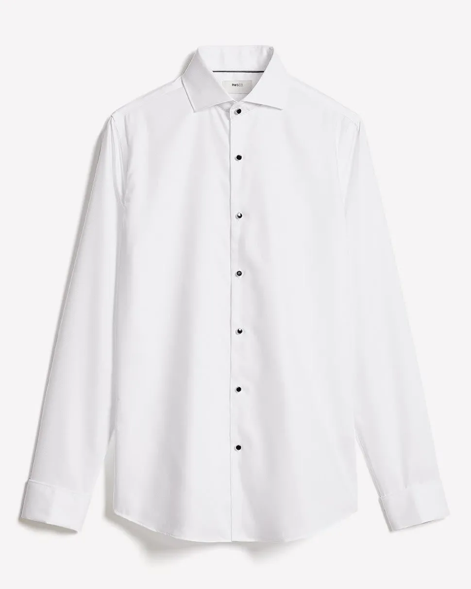 White Slim-Fit Tuxedo Shirt with French Cuffs
