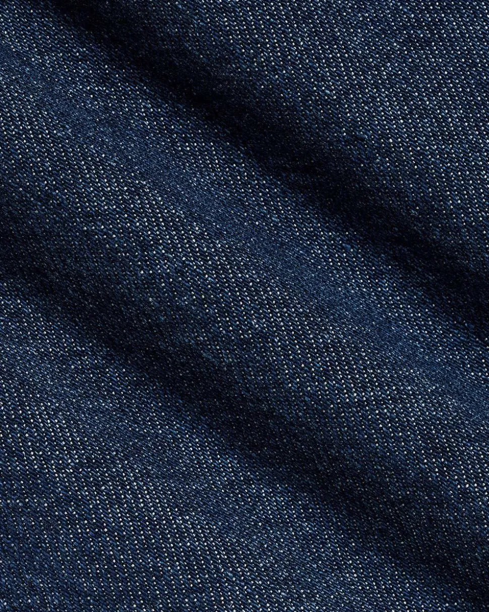 Wide-Leg Denim Pants with Elastic Waistband