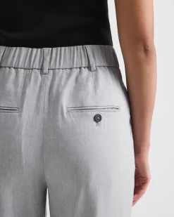 Wide-Leg High-Rise Grey-Linen Pant